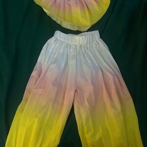 Yellow and Pink Ombre Skirt and Top Set